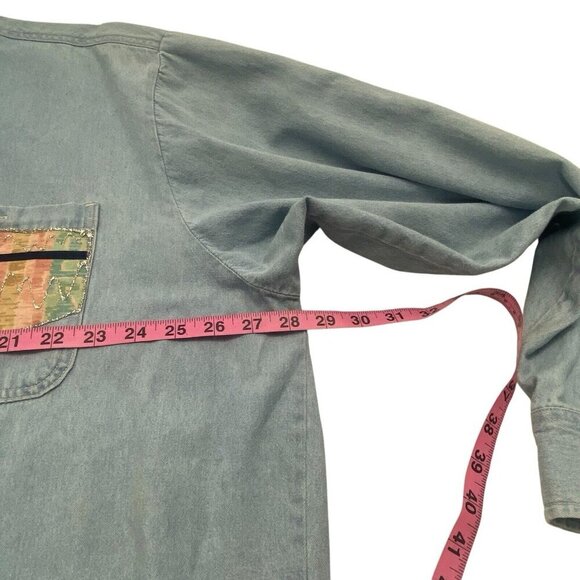Scottsdale Images Appliqued Handpainted Denim Shirt Size XXL Blue Unique 32-8 - Picture 9 of 15